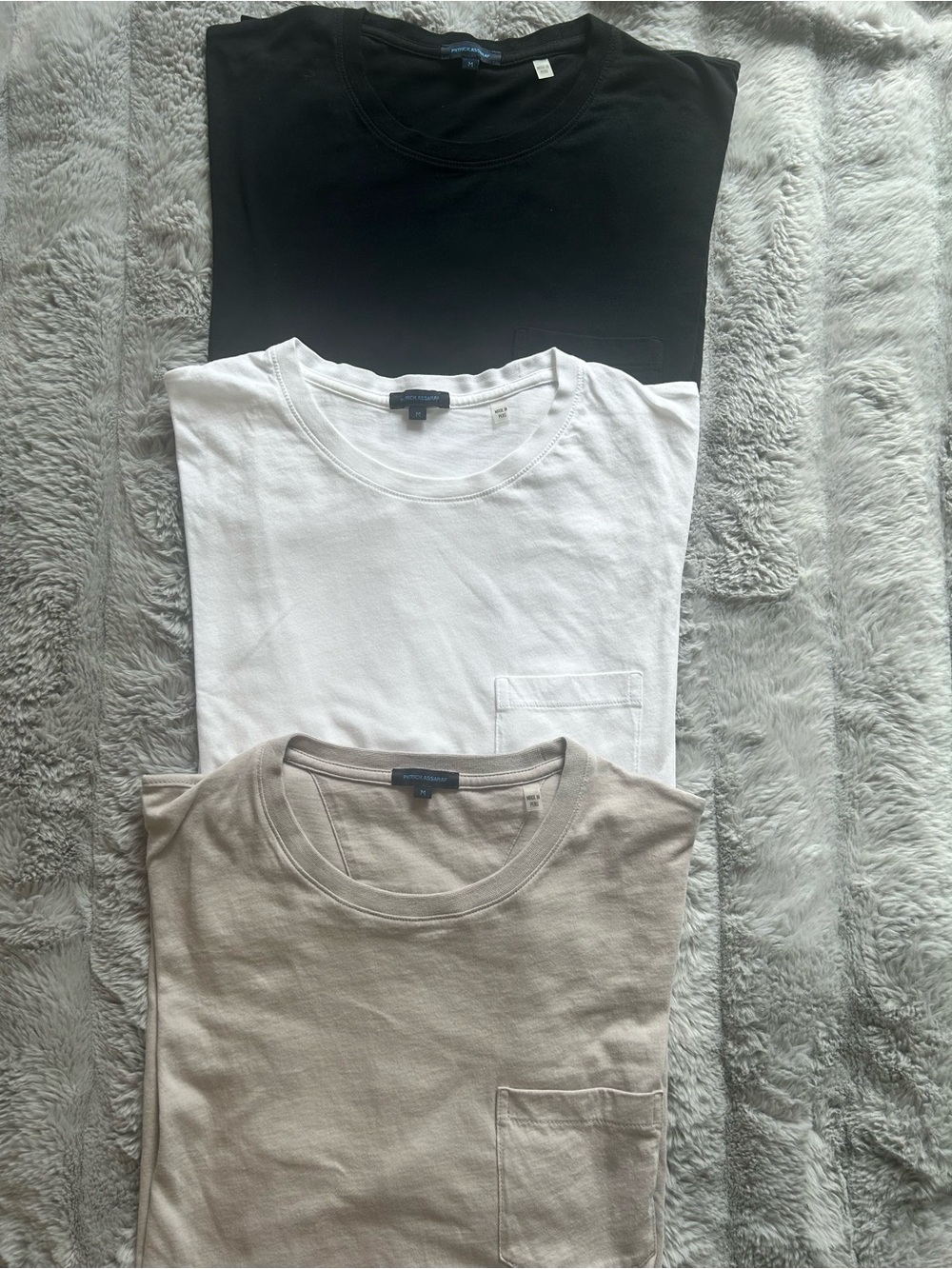 Men’s Three-Pack Crew Neck T-Shirts — Black, White & Beige